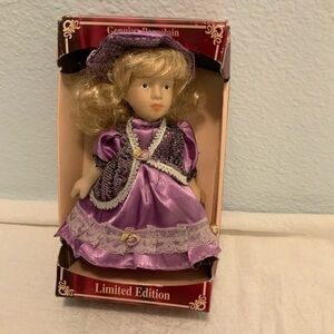 NWT Collectible Genuine Porcelain Doll with Victorian Dress
